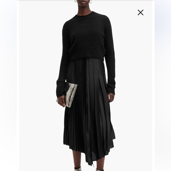 All Saints Leia Black Dott Midi Dress Wool Sweater Set | XS - Picture 1 of 14